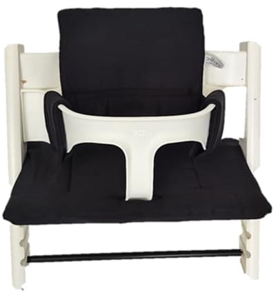 Zitkussen 100% biologisch katoen voor hoge kinderstoelen | Comfortabel en eenvoudig te bevestigen | Machinewasbaar | Zwart