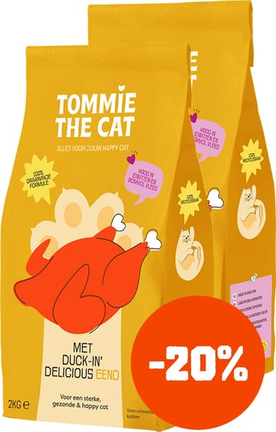 Tommie the Cat - 100% graanvrije kattenbrokken - bomvol verse eend met zalm - 65% vlees - kattenvoer droogvoer - 2 zakken - 4kg