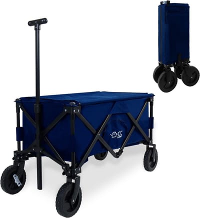 Opvouwbare Strandwagen met All-Terrain Banden en Rem – Max. 80 kg Laadvermogen