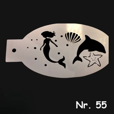 Schminksjabloon - zeemeermin onderwaterwereld (nr. 55) - 12cm