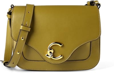 COCCINELLE Leren schoudertas C-Me Calf Crossbody Bag Seagrass kaki