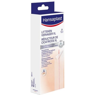 Hansaplast Littekenvervager XL Litteken Pleisters - Wondpleisters - Wondverzorging - Grote Pleisters - Eilandpleister 3x14,6 cm - 21 Patches