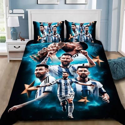 Dekbedovertrek Kussensloop Beddengoed Set Beroemde Voetballer M-Messis Volwassen Jongen Meisje Slaapkamer Decoratie Kinderen Enkel Dubbel Grote Maat EU Single(135*200cm)3pcs