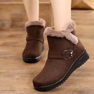 Winter sneeuwlaarzen plus fluwelen dikke warme schoenen dames katoenen laarzen antislip zachte zool schoenen hoge laarzen 35 brown