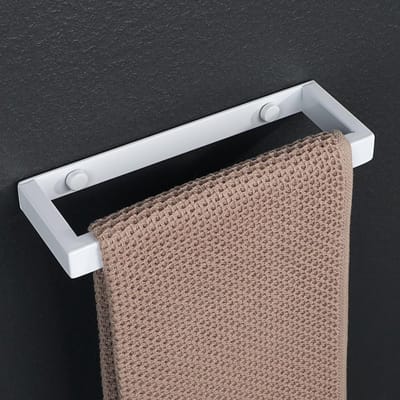 Handdoekstang Badkamer - Wandrek Handdoeken - Handdoeken Ophangen - Roestvrij Staal - 20 cm - Wit