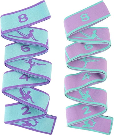 2 stuks yoga-stretchband, fitnessbanden, band, yoga, stretchband met 8 lussen, yoga-accessoires, fitnessbanden, weerstandsbanden, gymnastiekband, elastisch, voor pilates, dans, effectieve rek
