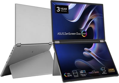 ASUS ZenScreen Duo OLED MQ149CD - 360° Foldable Portable Monitor - OLED - Dual USB Type-C mini-HDMI - Dual 14 Inch