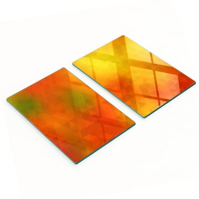 Duurzame en stijlvolle glazen borden met een abstract driehoekspatroon, 2x40x52 cm