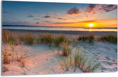 TMK ArtDeko - Glazen Beschermplaat - 80x52cm - Strandthema - Geharde Glas - Snijplank
