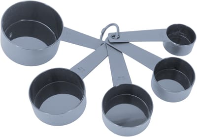 Lily Cook Keuken Maatschepjes / maatlepeltjes - Set 5x stuks - Kunststof - grijs - diverse formaten