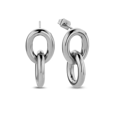 MIASOPHIA 4-MS22036 Stalen Oorhangers Ovale Schakels - 23,8mm totaal lengte - 10,8mm Breed - Buisdikte 2,9mm - Staal - Zilverkleurig
