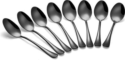Alheco set van 8 tafellepels - RVS lepels - Soeplepels - 20.3cm - Zwart