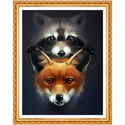 5d Diamond Dieren Borduren Handwerken Vos Diy Diamond Schilderen Borduurpakketten Home Decor 20X30CM black