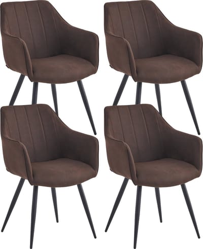 Colenis® - Verto Eetkamerstoel - Set Van 4 - Bruin - Microfiber Stof - Microvezel - Industrieel