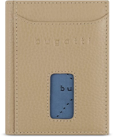 Bugatti Secure Slim Portemonnee RFID-bescherming Leer 8 cm - Jongens - Staand formaat - beige