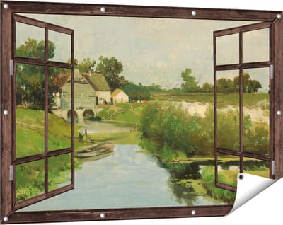 Gards Tuinposter Doorkijk Zomerdag - Johan Hendrik Weissenbruch - 120x80 cm - Tuindoek - Tuindecoratie - Wanddecoratie buiten - Tuinschilderij
