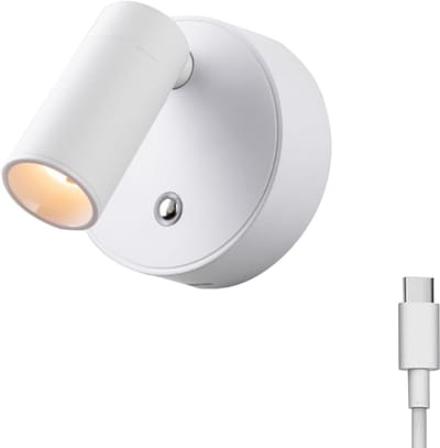 Wandlamp - Wandlamp binnen - Magnetische wandlamp - Aanraakschakelaar - Drie instelbare helderheidsniveaus - 350° draaibaar - 90° verticale verstelling -Draadloos op Batterij - Bescherm uw gezichtsvermogen - Type-C opladen - Wit