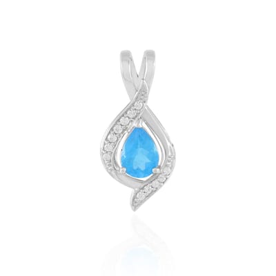 Cavill - 0,56 ct Apatiet Peervormige Hanger - 925 Sterling Zilver Geplatineerd - Neon Blauw - Elegante Tijdloze Zilveren Druppelhanger met 12 Zirkonia