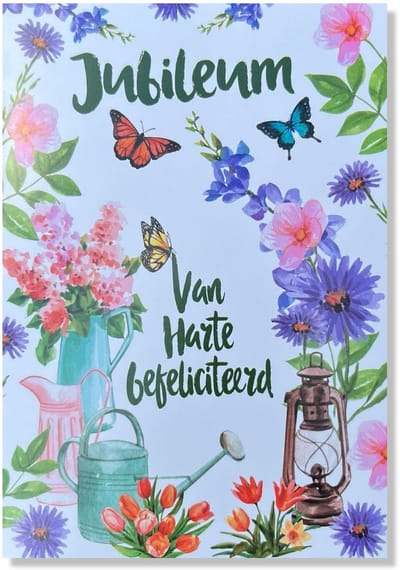 Jubileum! Van Harte Gefeliciteerd Wenskaart - 12x17cm - Gevouwen kaart inclusief envelop
