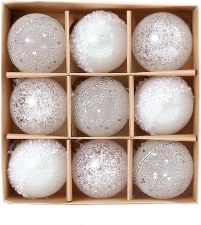 Kerstballen - Kerstballen set - Kerstmis - Kerstballen - Onbreekbare hangende kerstballen - Kerstboomversiering - Voor kerstbomen - Feest - Bruiloftsdecoraties - Wit - Set van 9