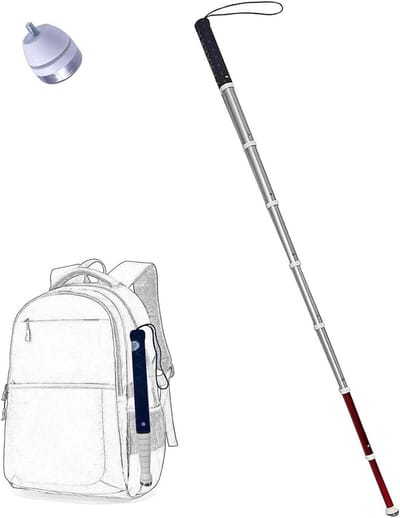 Blindenstok Titanium - Telescopische Hulpmiddel - Veilige Mobiliteit - Reflecterende Strepen - 150cm Ingeschoven