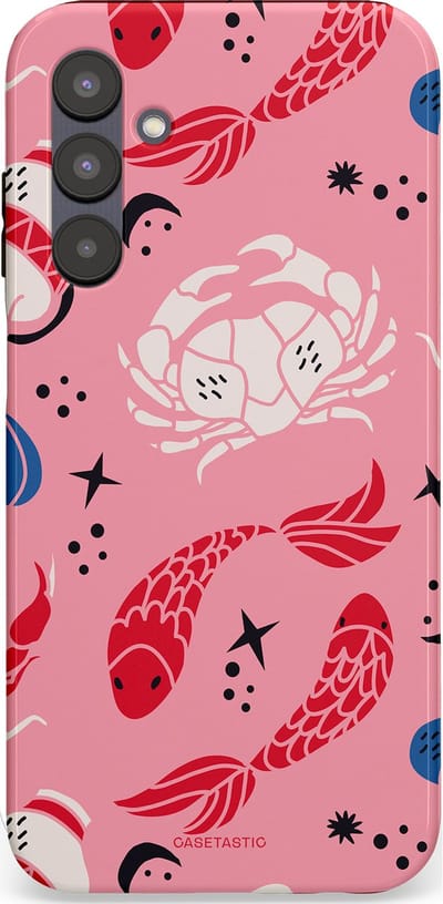 Casetastic hoesje geschikt voor Samsung Galaxy A25 - Dubbellaagse bescherming - Zodiac in kleur - Fashion Case - Lichtroze Koraal Perzik