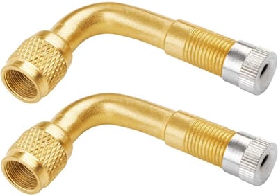 TOVBMUP Ventielverlenger 90 graden - Ventielverlenger - Koperen ventieladapter - Hoekventielverlenger - Autoventiel - Bandenventielverlenger - Geschikt voor auto, motor, fiets, scooter - 2 stuks