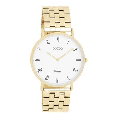 OOZOO Vintage series - Goudkleurige horloge met goudkleurige roestvrijstalen armband - C20369