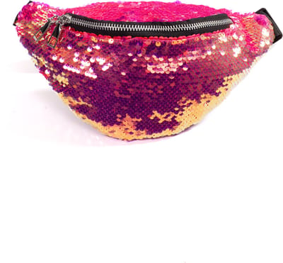 KIMU® Heuptasje Pailletten Rond - Roze Goud Heuptas Omkeerbare Sequin Tas Mermaid Zeemeermin Tasje Glitter Festival