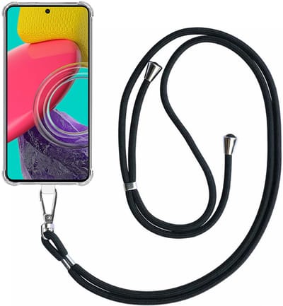 Smartphonica Telefoonhoesje Geschikt voor Samsung Galaxy M53 Transparant Schokbestendig met Afneembaar Universeel Telefoonkoord - Backcover Case Siliconen ShockProof with Lanyard geschikt voor Samsung Galaxy M53 5G