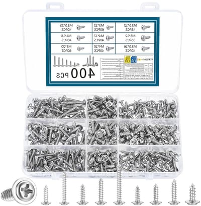 400 Stuks Platte Schroeven Assortiment M3 M3.5 M4 M5 Zelftappende Schroeven met Ringkop en Kruiskop voor Houtbewerking
