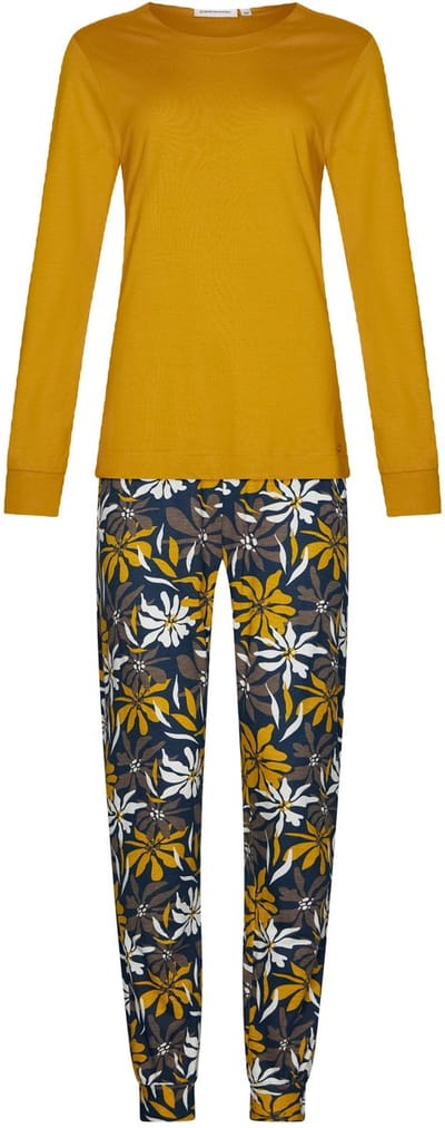 Pastunette - Moonlite - Pyjama - Katoen/Modal - Oker/Blauw - Maat 48