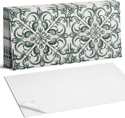 Coloray Plaktegels - Plantenpatroon in symmetrie Wandtegel Zelfklevend - 60 cm x 30 cm - Groente Plaktegels - 6 stuks - Rechthoek PVC Tegels - Plaktegels Keuken - Zelfklevende Vloertegels Badkamer - Vinyl Tegels Zelfklevend - Zelfklevende Wandtegels