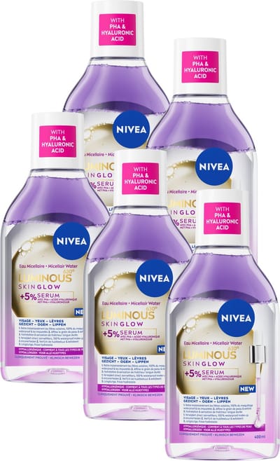 NIVEA Luminous630 Skin Glow Serum Micellair Water - Reinigingswater - Cleanser - Make up remover - Skincare - Multipack - 5x 400ml