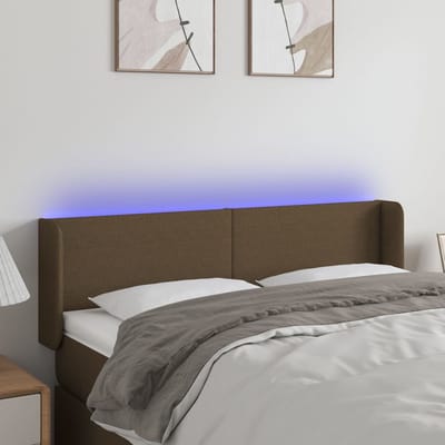 vidaXL - Hoofdbord - LED - 147x16x78/88 - cm - stof - donkerbruin