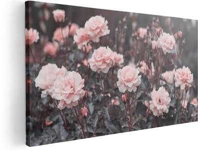 Artaza Canvas Schilderij Rozen - 40x20 cm - Klein - Wanddecoratie Bloemen - Muurdecoratie Woonkamer - Schilderijen Op Canvas