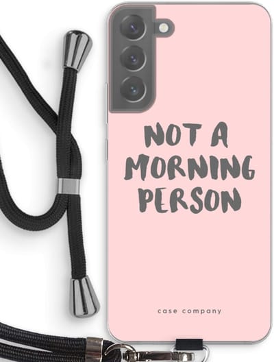 Case Company® - Hoesje met koord geschikt voor Samsung Galaxy S22 Plus hoesje met Koord - Morning person - Telefoonhoesje met Zwart Koord - Bescherming aan alle Kanten en Over de Schermrand