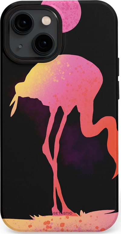 Casetastic Hoesje Geschikt voor Apple iPhone 13 Mini Magsafe - Stijlvolle Beschermende Duo-layer Case - Silhouet Flamingo