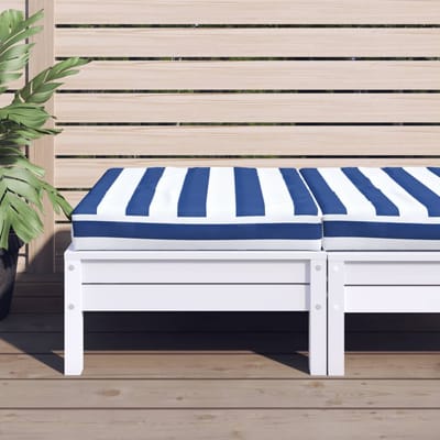 vidaXL - Palletkussen - gestreept - 60x60x8 - cm - oxford - stof - blauw - en - wit
