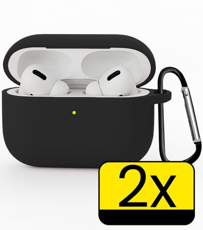 Hoesje Geschikt voor Apple Airpods Pro 3 - Siliconen Hoes met Clip - Silicone Case Cover - Zwart