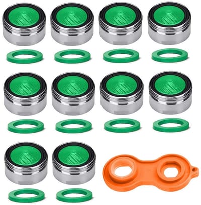 Dailygoods- Straalregelaar 10 Stuks - Waterzeef Inzetstuk - Mengmondstuk met ABS-Filter - Kranen - Kwalitatief Hoogwaardig Messing - Inclusief Sleutel en Pads - Kraanbeluchter