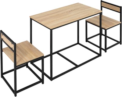 HOMCOM-Essgruppe-Spanplatte, Metall-90L x 47B x 76H cm-Eiche