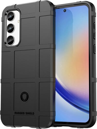 MobyDefend Hoesje - Geschikt voor Samsung Galaxy A35 - Rugged Shield TPU Backcover - Zwart