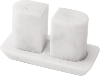 Zout- en Peper Set - Wit - 6,4 cm - Handgemaakt Marmer met Dienblad - Voor Keuken en Eettafel