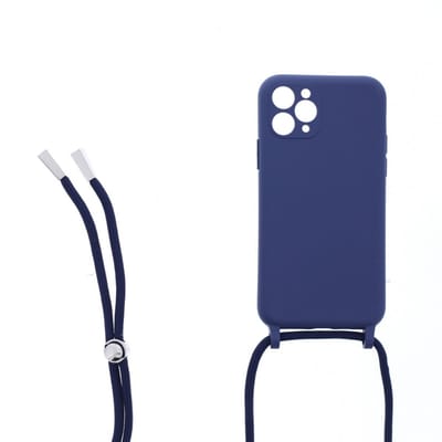 LuxeBass Siliconen hoesje met koord geschikt voor Apple iPhone 13 Pro - Blauw - telefoonhoes - gsm hoes - telefoonhoesje