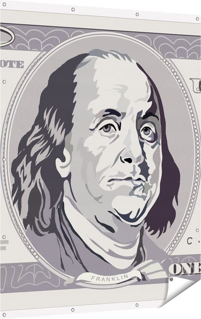 Gards Tuinposter Geld Dollar Biljet - Briefje van 100 Dollar - 120x160 cm - Tuindoek - Tuindecoratie - Wanddecoratie buiten - Tuinschilderij