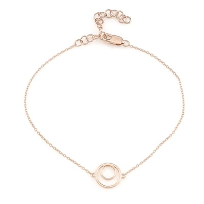 Cavill - verstelbare zilveren armband - 925 sterlingzilver met roségoudvergulde laag - fijne schakelketting met ronde hanger - elegant dames sieraad
