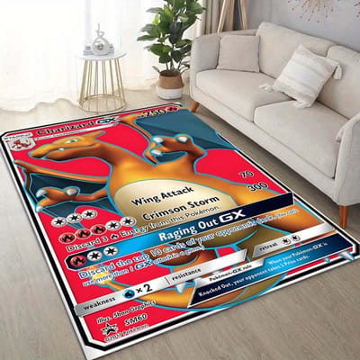 15 Maten Pokémon Kaarten Charizard Print Tapijt voor Woonkamer Slaapkamer Kinderkamer Huisdecoratie Vloerkleed Sofa Garderobemat 40x60cm (16x24in)