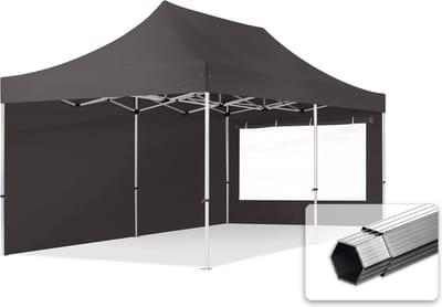 3x6 m Easy Up partytent Vouwpaviljoen PROFESSIONAL alu 40mm met zijwanden (panorama), donkergrijs