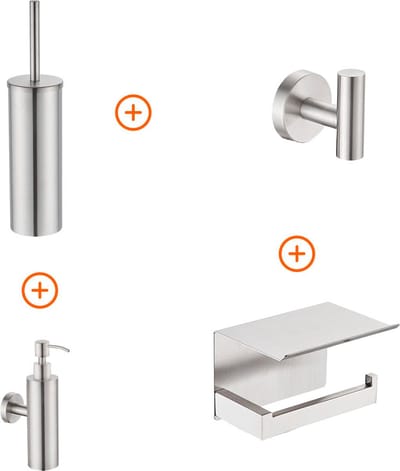 Toilet accessoires set Rvs exclusief met zeepdispenser